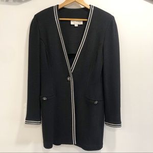 ST JOHN evening black knit jacket sparkly buttons